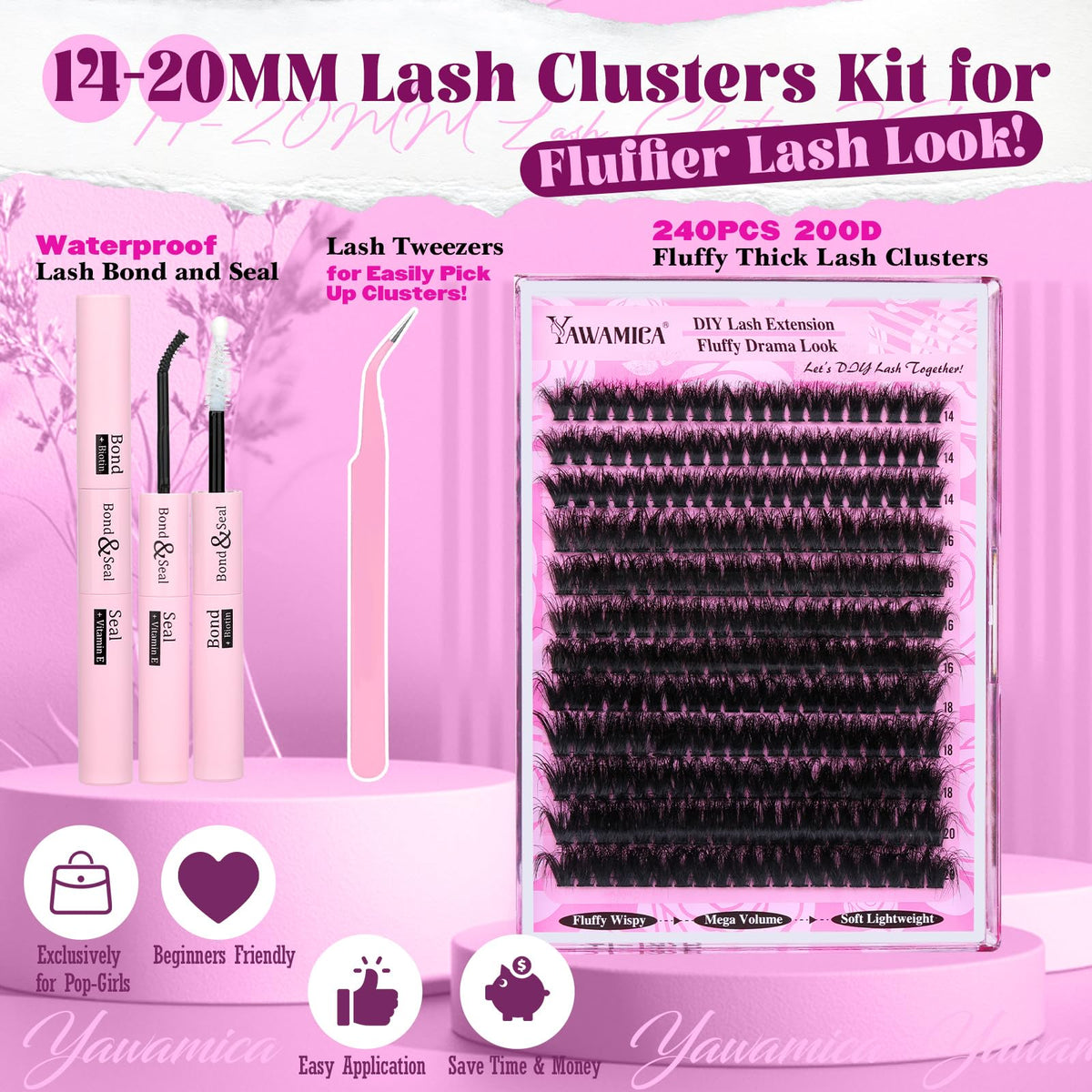 Yawamica worn lashes in lifestyle shot showing dramatic volume