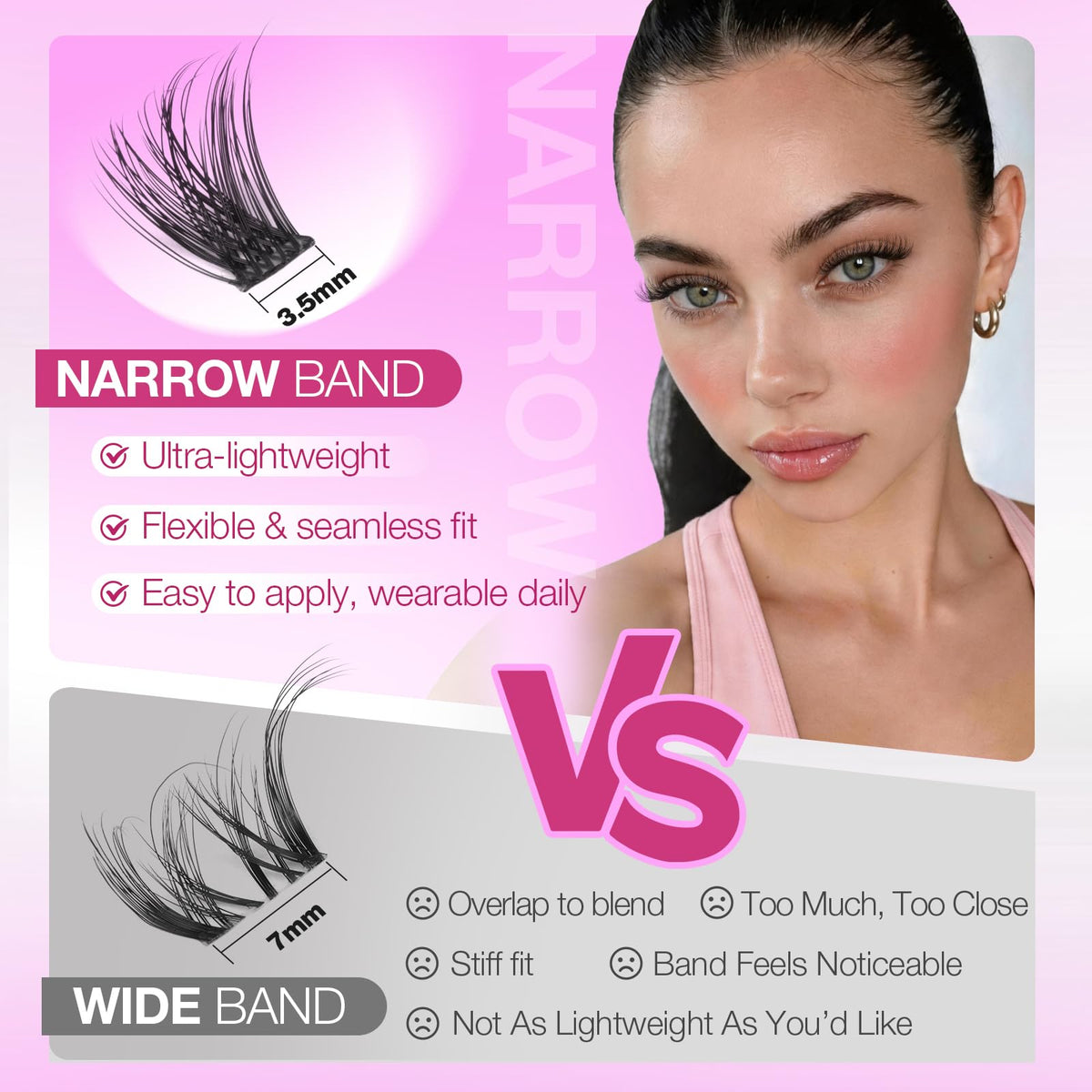 Yawamica lashes worn on open eye showing natural lift and definition