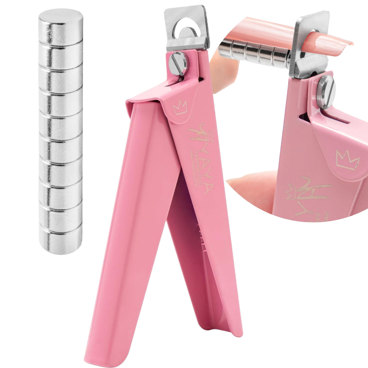 YAYA NAILS front view of stainless-steel acrylic tip clippers showing compact shape and grip, easy control