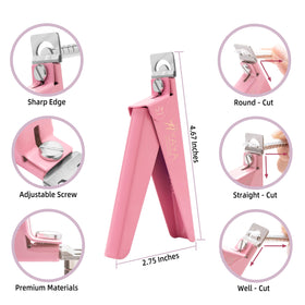 YAYA NAILS clippers shown in use trimming an acrylic tip, improving speed and neat finish
