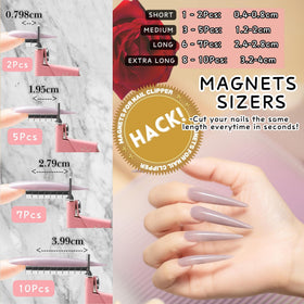 YAYA NAILS magnets holding nail sizer steady to secure consistent tip lengths for repeatable results