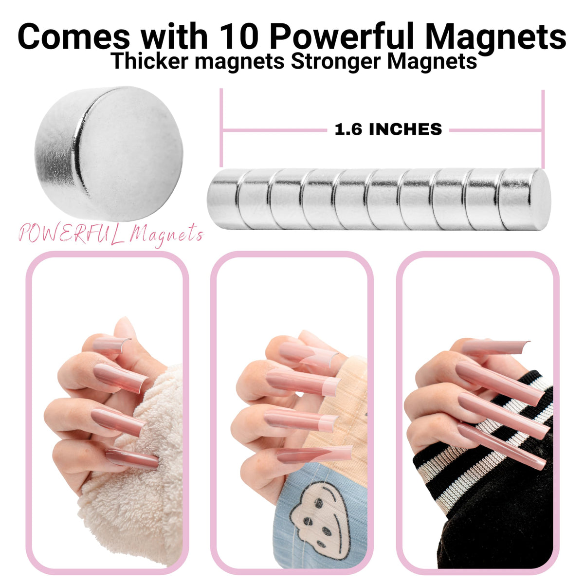 YAYA NAILS size comparison beside a hand to show compact design and ergonomic palm fit