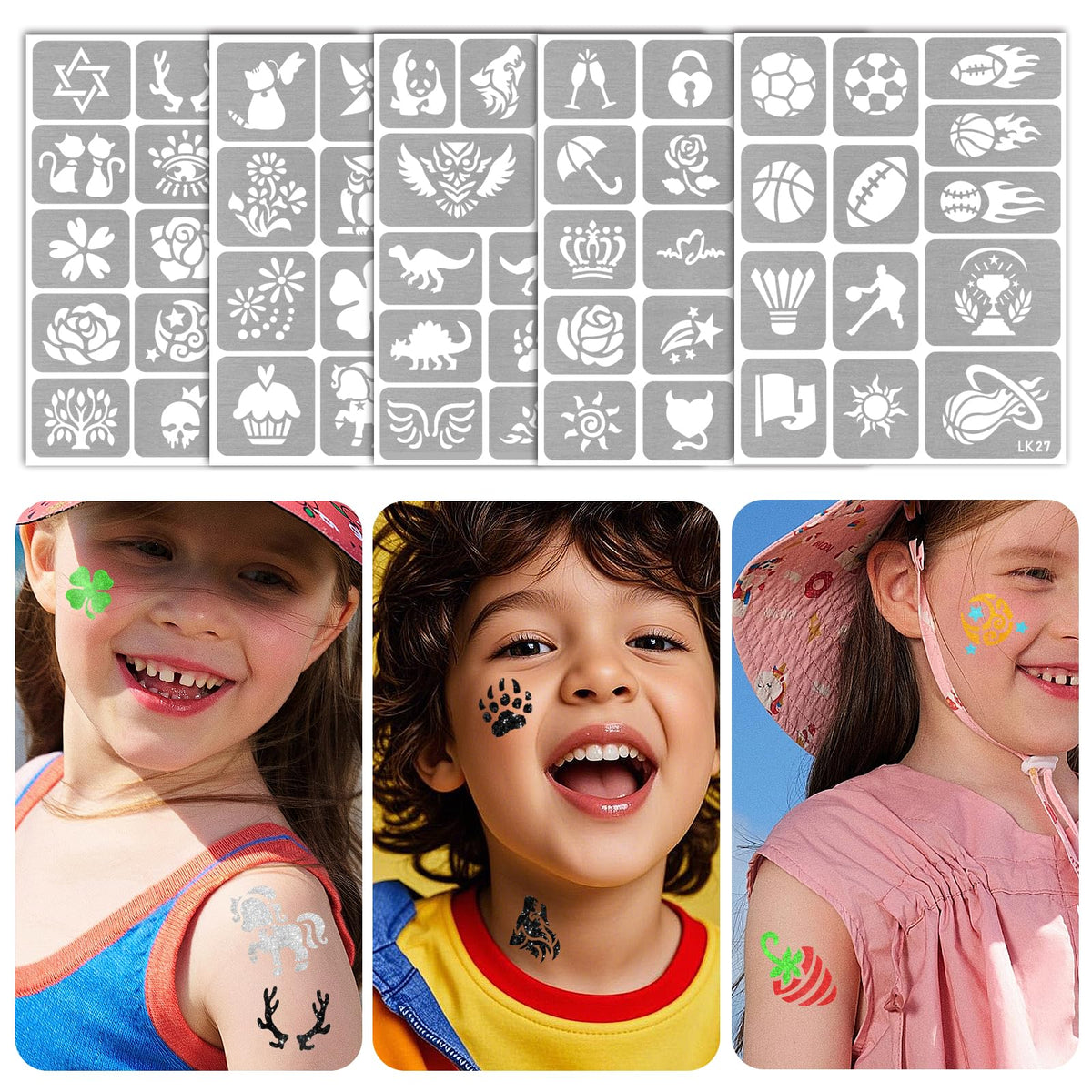 Yazhiji child having stencil applied showing easy use and fun