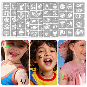 Yazhiji child having stencil applied showing easy use and fun