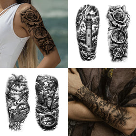 Yazhiji arm with pirate tattoos showing wearable look for costumes and parties