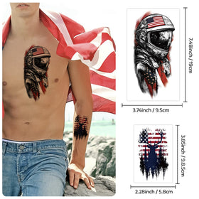 Yazhiji detailed flag and eagle tattoo close-up highlighting crisp print