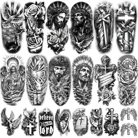 yazhiji front packaging showing full 77-sheet faith tattoo set and easy overview