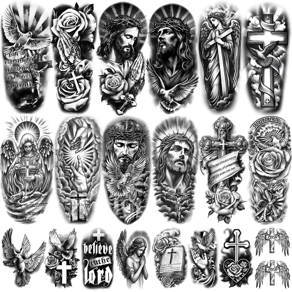 yazhiji front packaging showing full 77-sheet faith tattoo set and easy overview