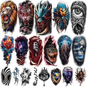 Yazhiji front packaging showing diverse 3D tattoo designs and clear kit contents benefit realistic selection