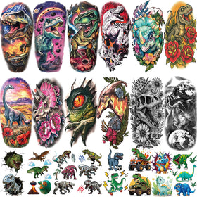 Yazhiji front sheet display showing many dinosaur tattoo designs for easy selection