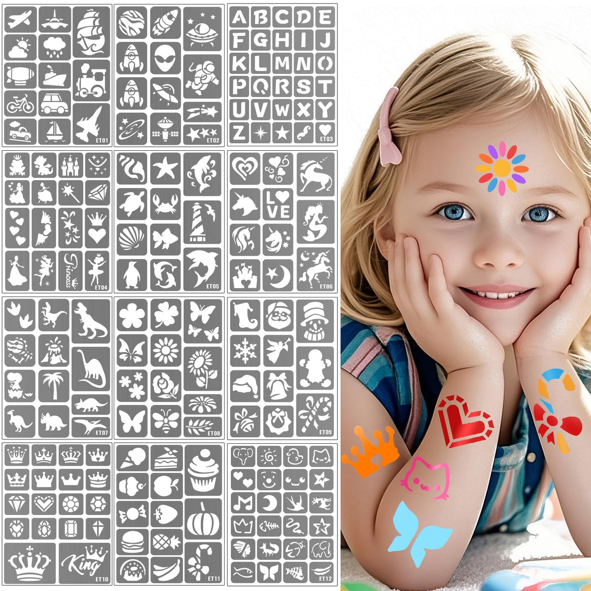 Yazhiji front packaging showing complete 183-piece stencil kit and benefits