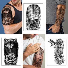 Yazhiji 24 tiny black tattoos displayed for accenting larger pieces