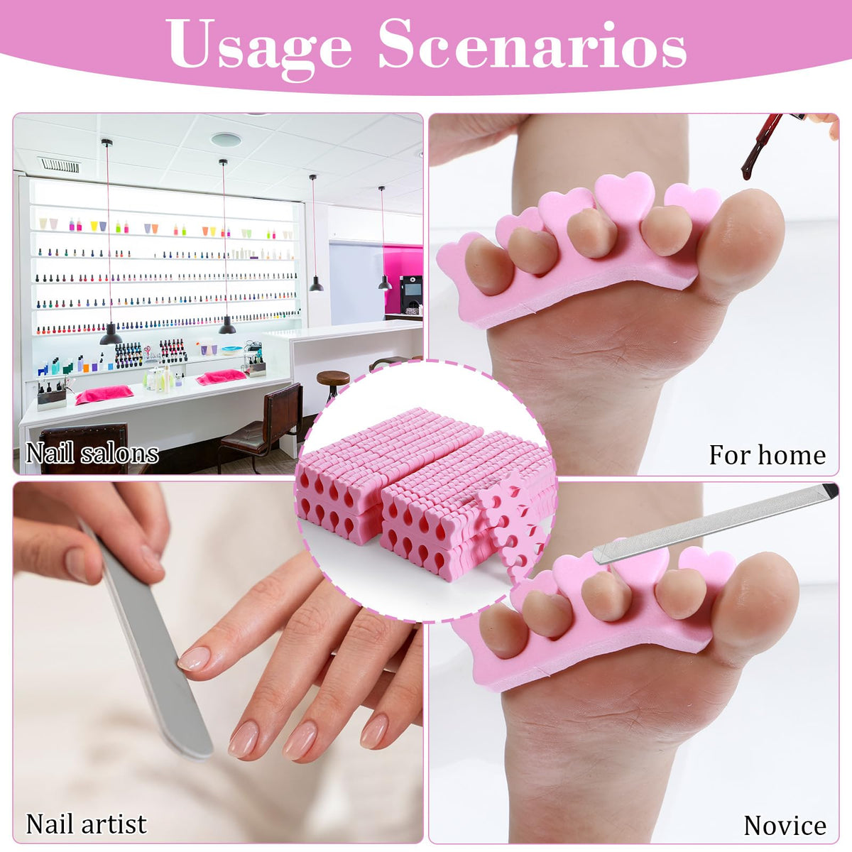 YBEATY separator in use between toes enabling neat polish application