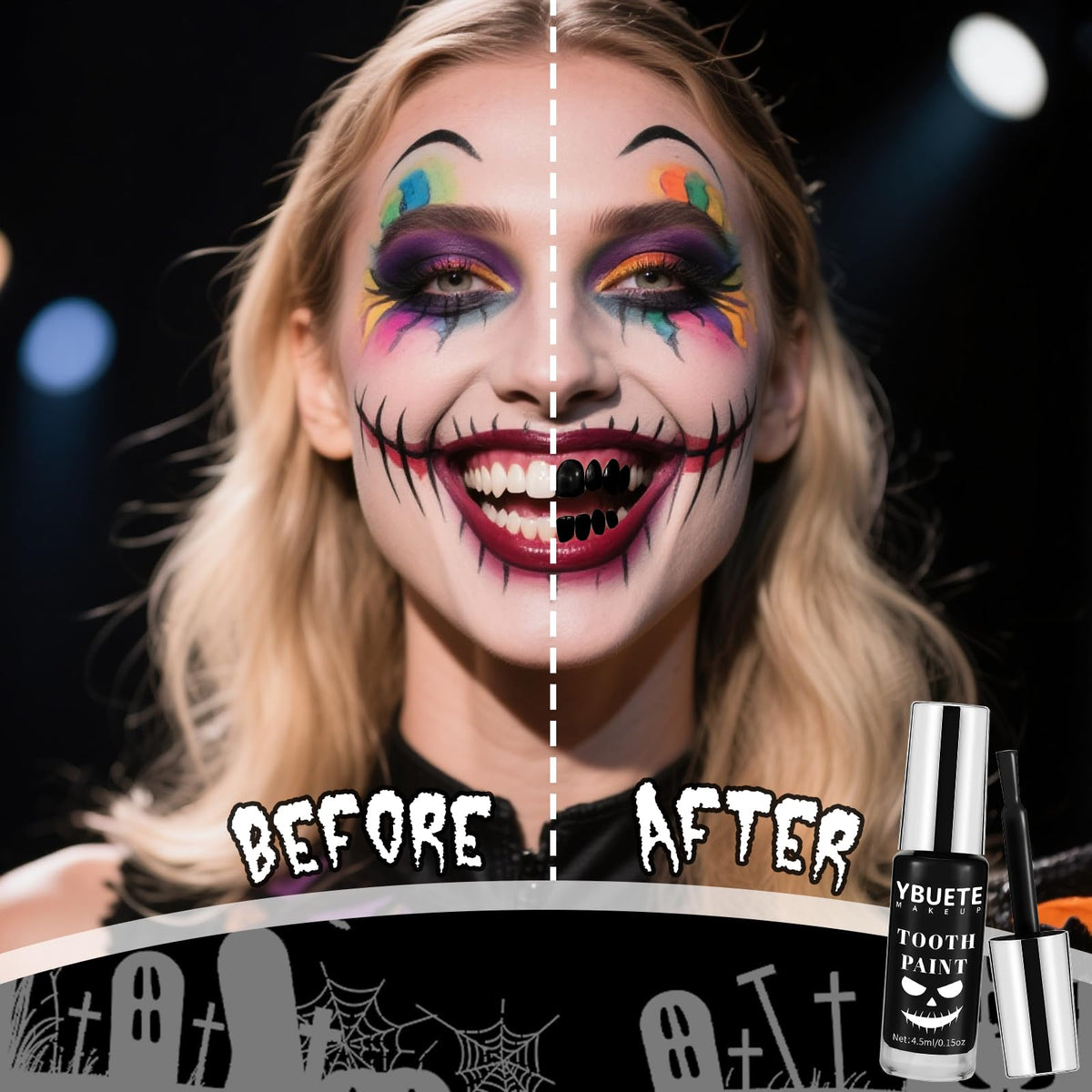 YBUETE before and after cosplay smile illustrating instant transformation