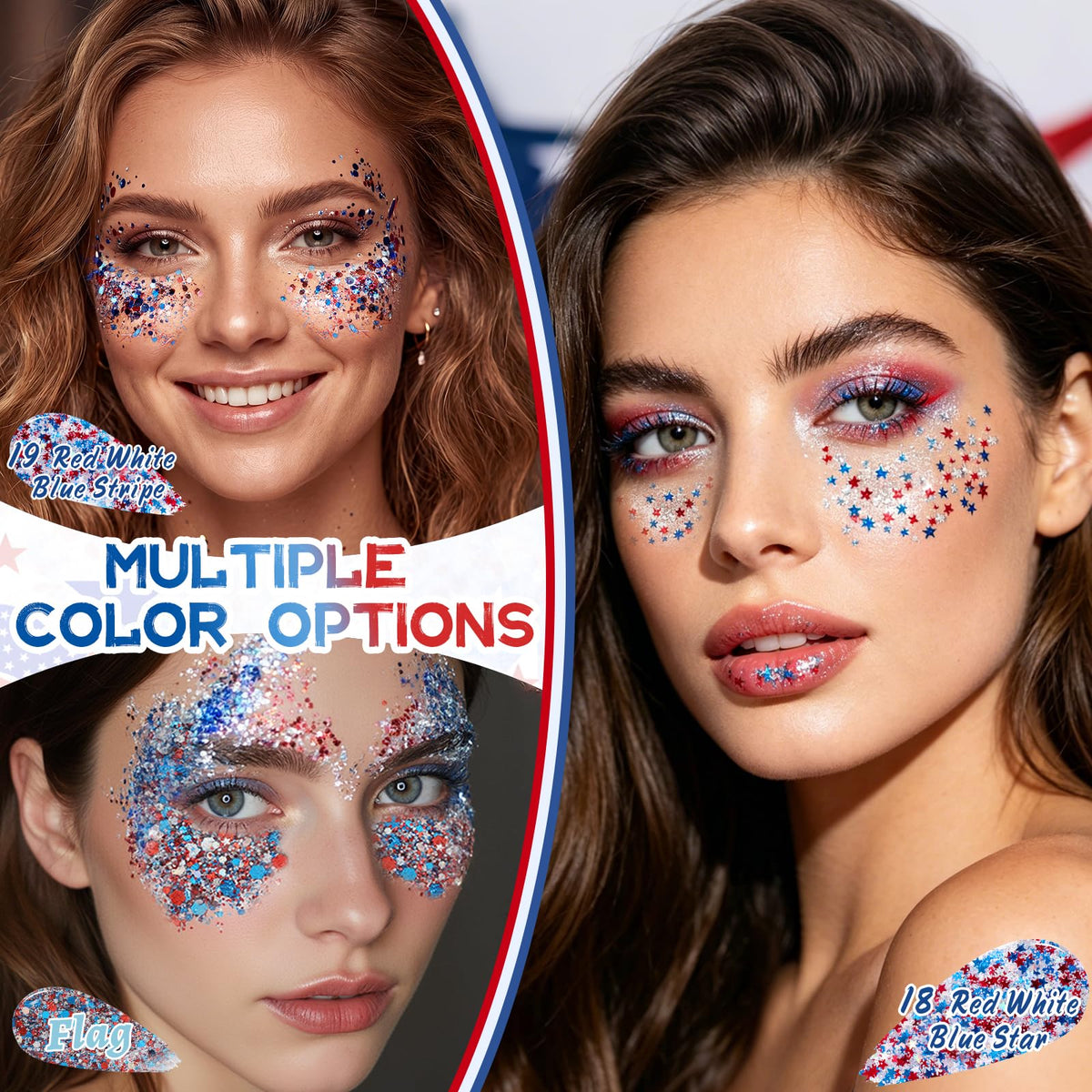 YBUETE used to highlight a braid adding patriotic hair sparkle for festival style