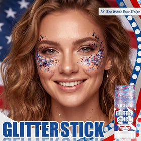 YBUETE close-up of striped tip texture showing smooth creamy glitter for precise application