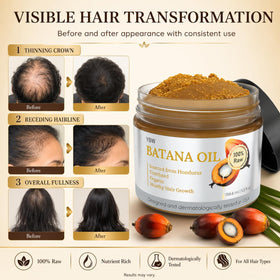 YBW applying Batana paste to hair demonstrating easy application and frizz control benefit