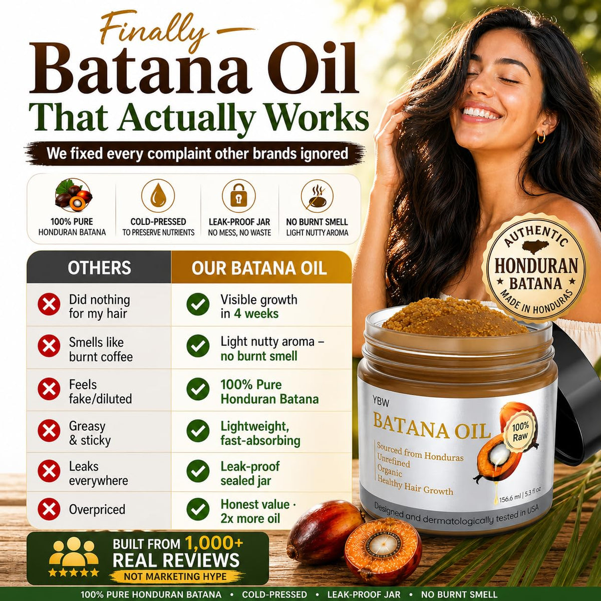 YBW close-up of Batana paste texture highlighting creamy consistency for deep conditioning