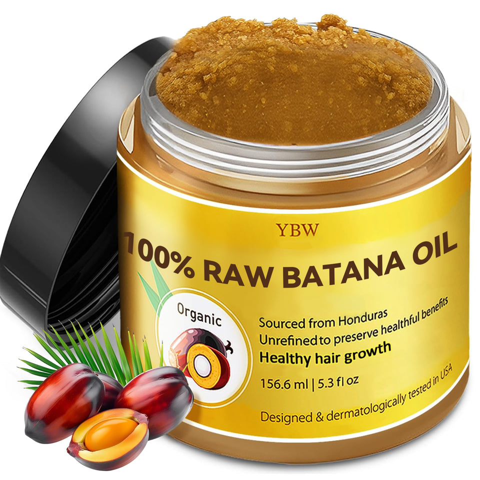YBW jar front view showing raw Batana paste and natural benefit