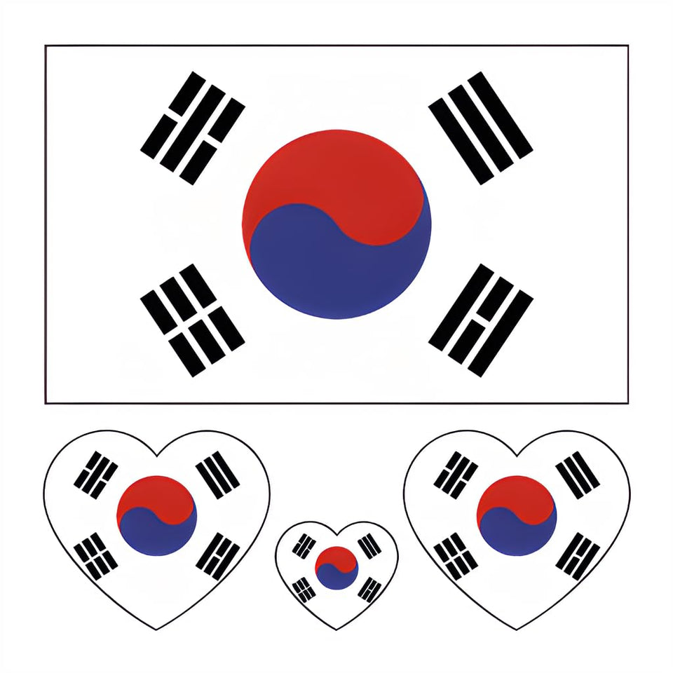 Y&C TENCOB front packaging showing multiple Korean flag tattoo sheets and benefits