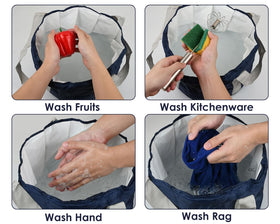 YCConcept being used outdoors washing dishes and gear for camping utility