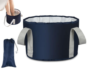 YCConcept front view of navy tub showing full basin and capacity benefit