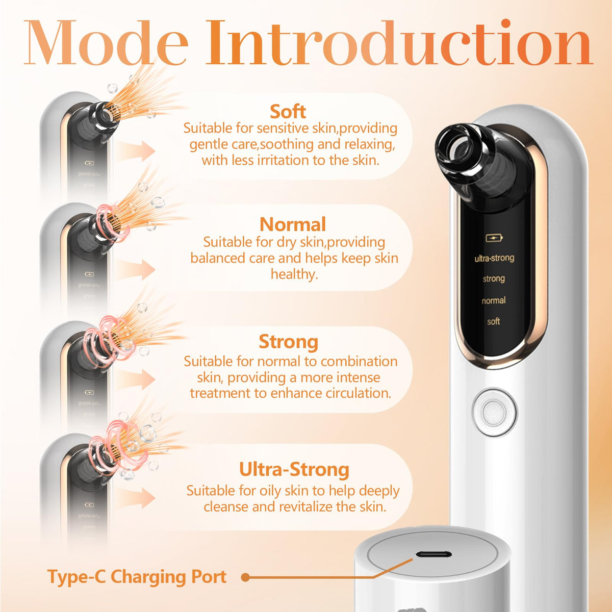 Yccu close up suction head detail showing nozzle shapes for targeted pore cleaning benefit