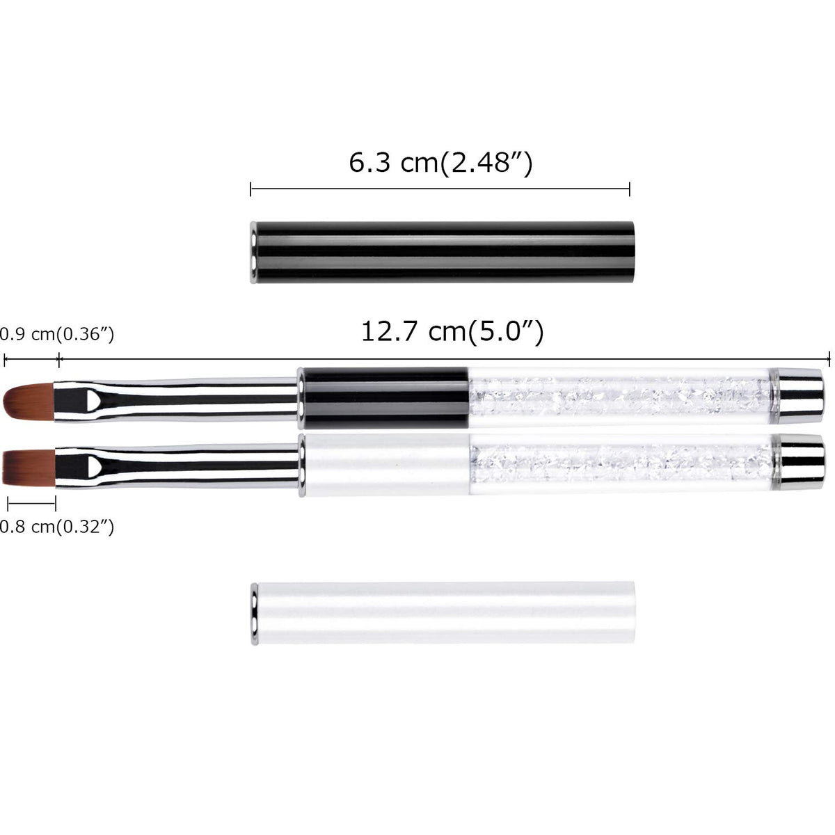Ycyan brushes beside a finger for scale showing appropriate size for extensions