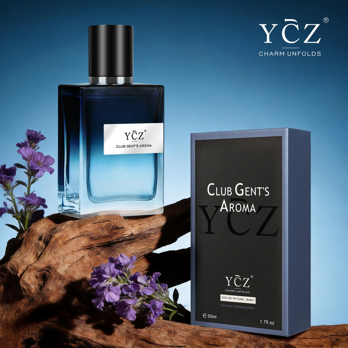 Ycz blue glass bottle highlighting design and portability benefit