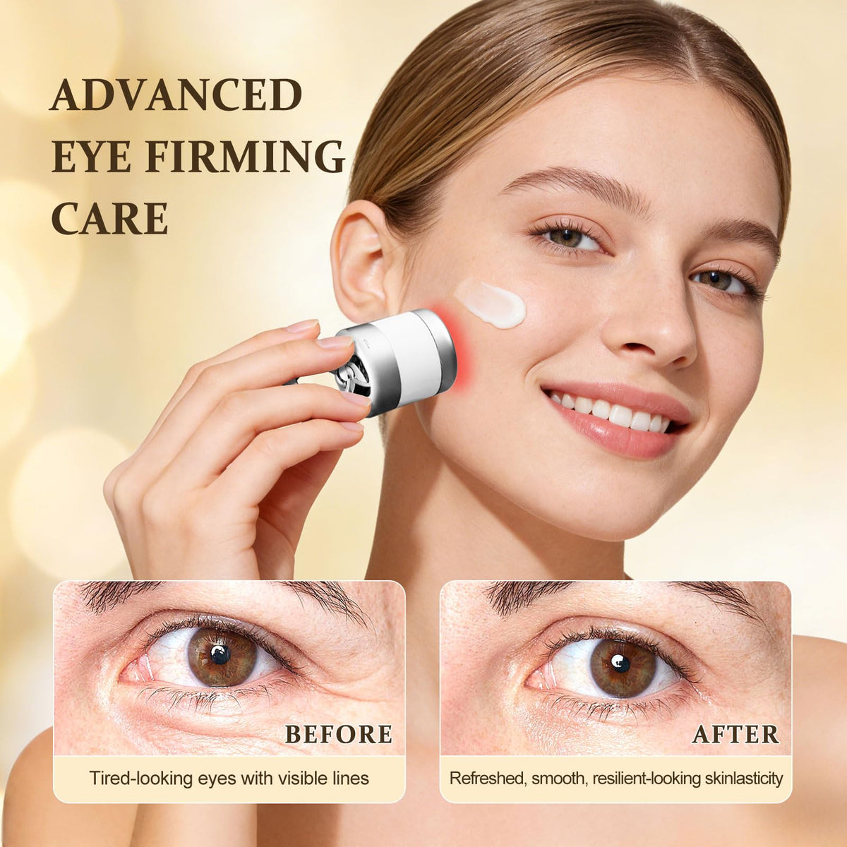 Ycz cream applied around eye demonstrating gentle tapping