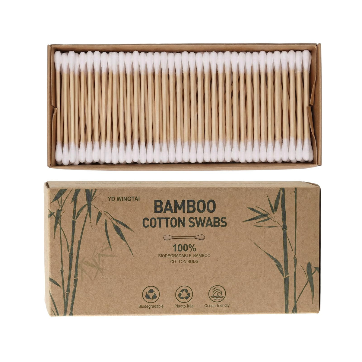 YD WINGTAI front packaging showing 500-count eco swabs benefit