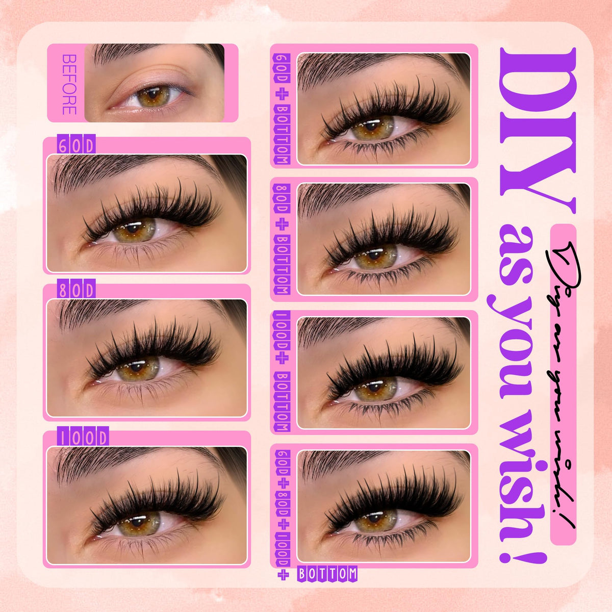 YDAGKH included bottom lashes displayed for balanced full-eye symmetry