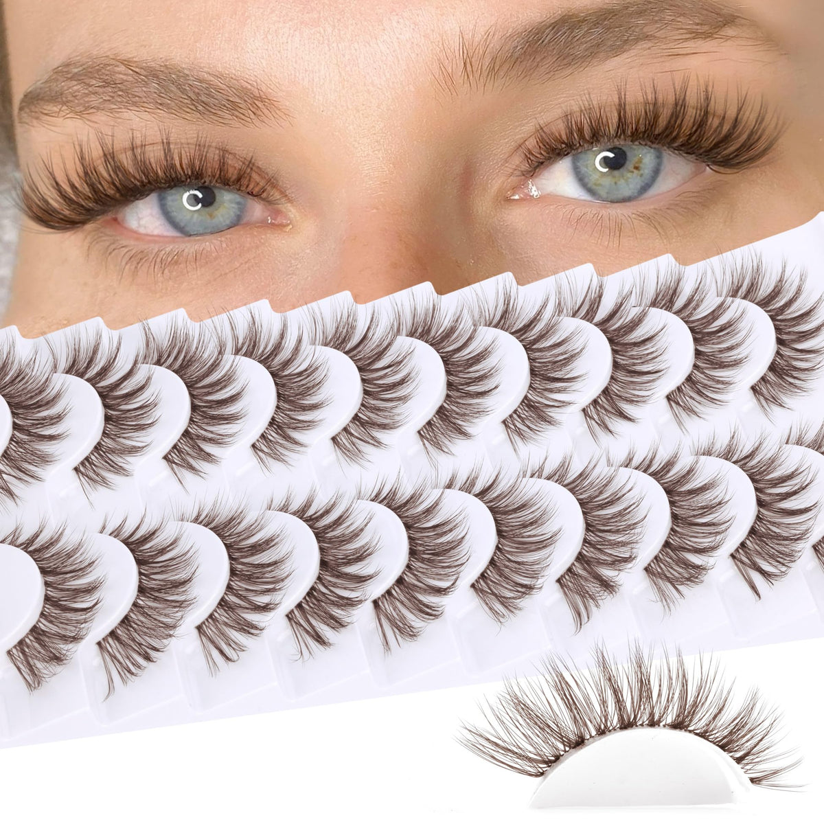 YDAGKH close-up of lash fiber texture showing soft synthetic feathery finish