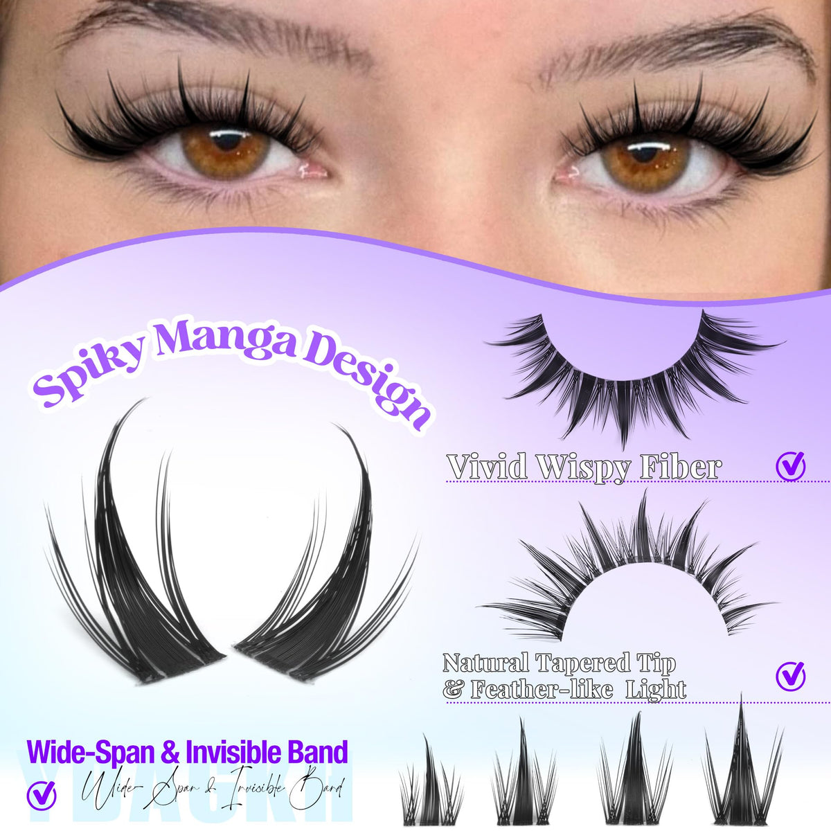 YDAGKH close-up of spiky fiber tips demonstrating textured manga effect