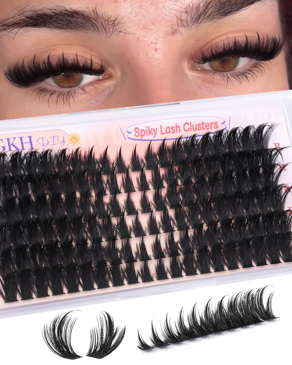 YDAGKH front packaging showing 120 spiky cluster lashes, clear organization and quantity