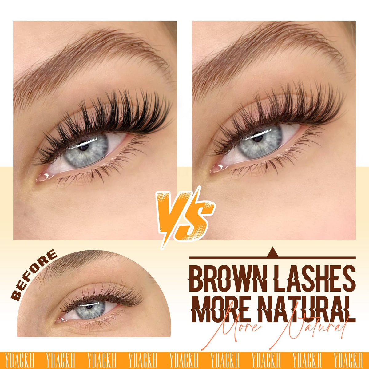 YDAGKH lashes worn on eye illustrating natural lift and subtle cat-eye effect