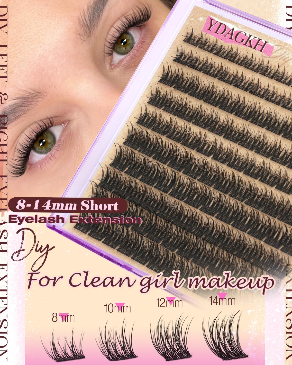 YDAGKH 8,10,12,14mm lengths displayed for styling choices