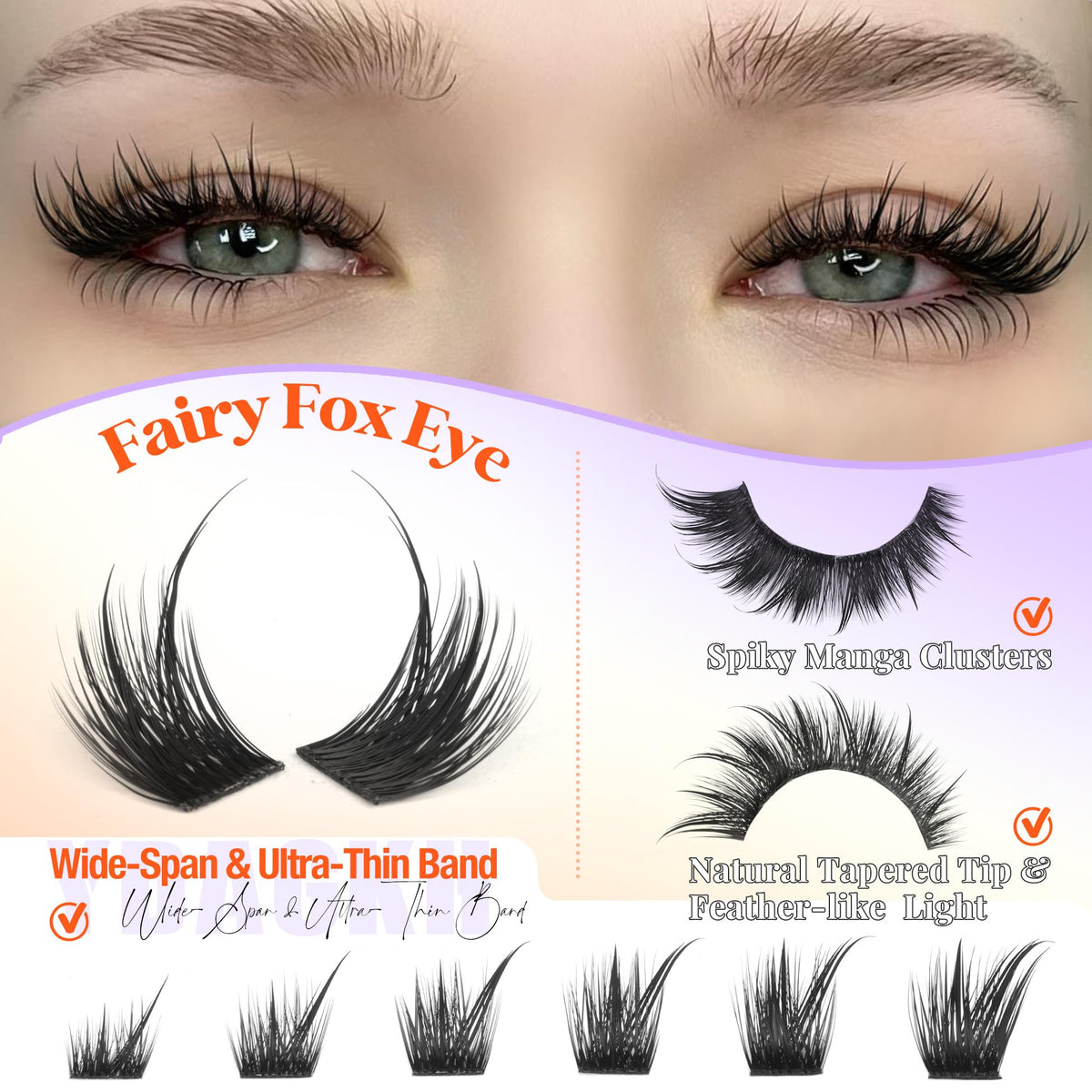 YDAGKH manga spike style close-up for dramatic, graphic eyelash definition