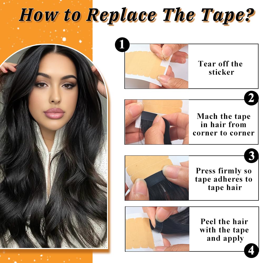 YDDM 14-inch measurement next to tape wefts showing true-to-length sizing benefit