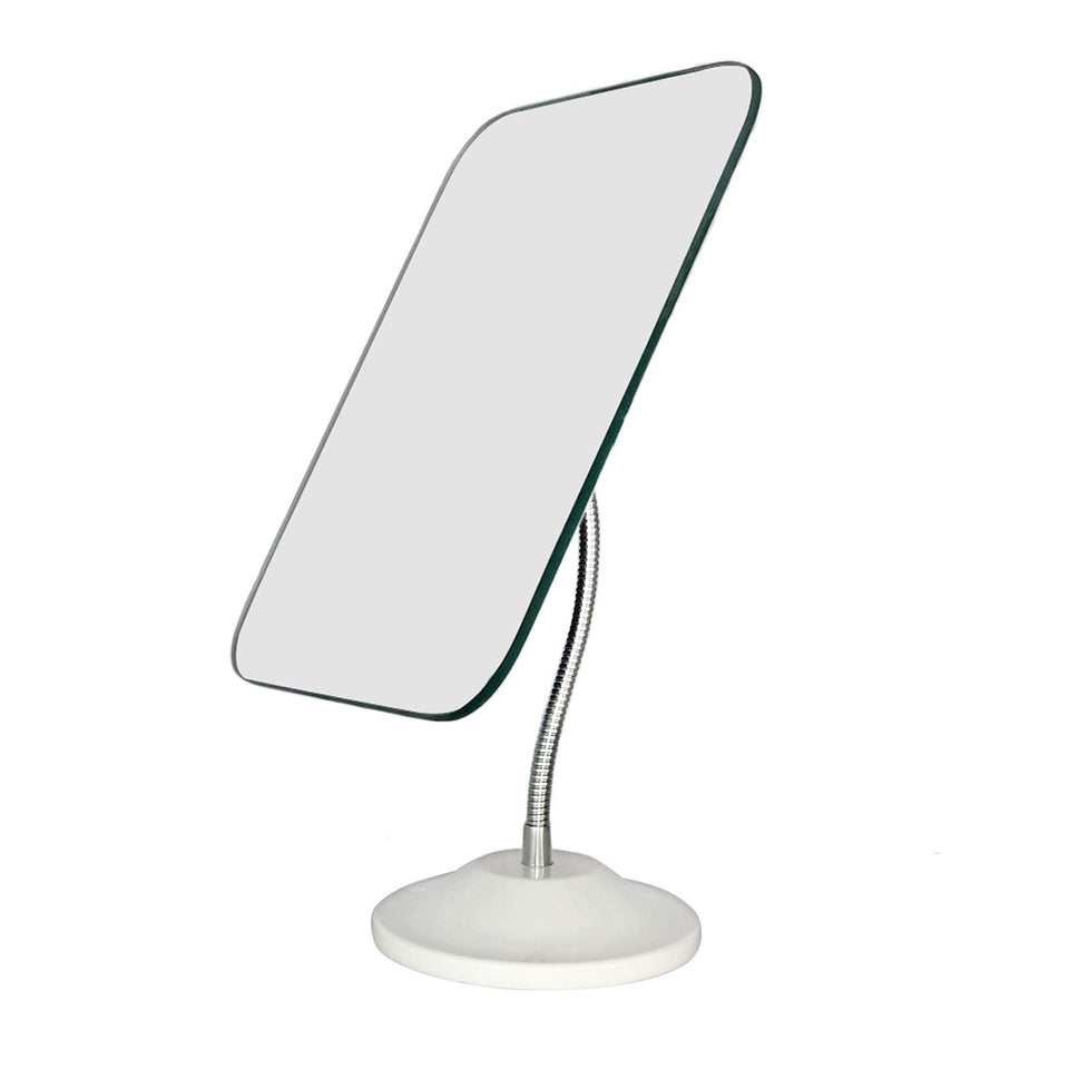 YEAKE front view square vanity mirror showing stable stand and clean design for versatile use