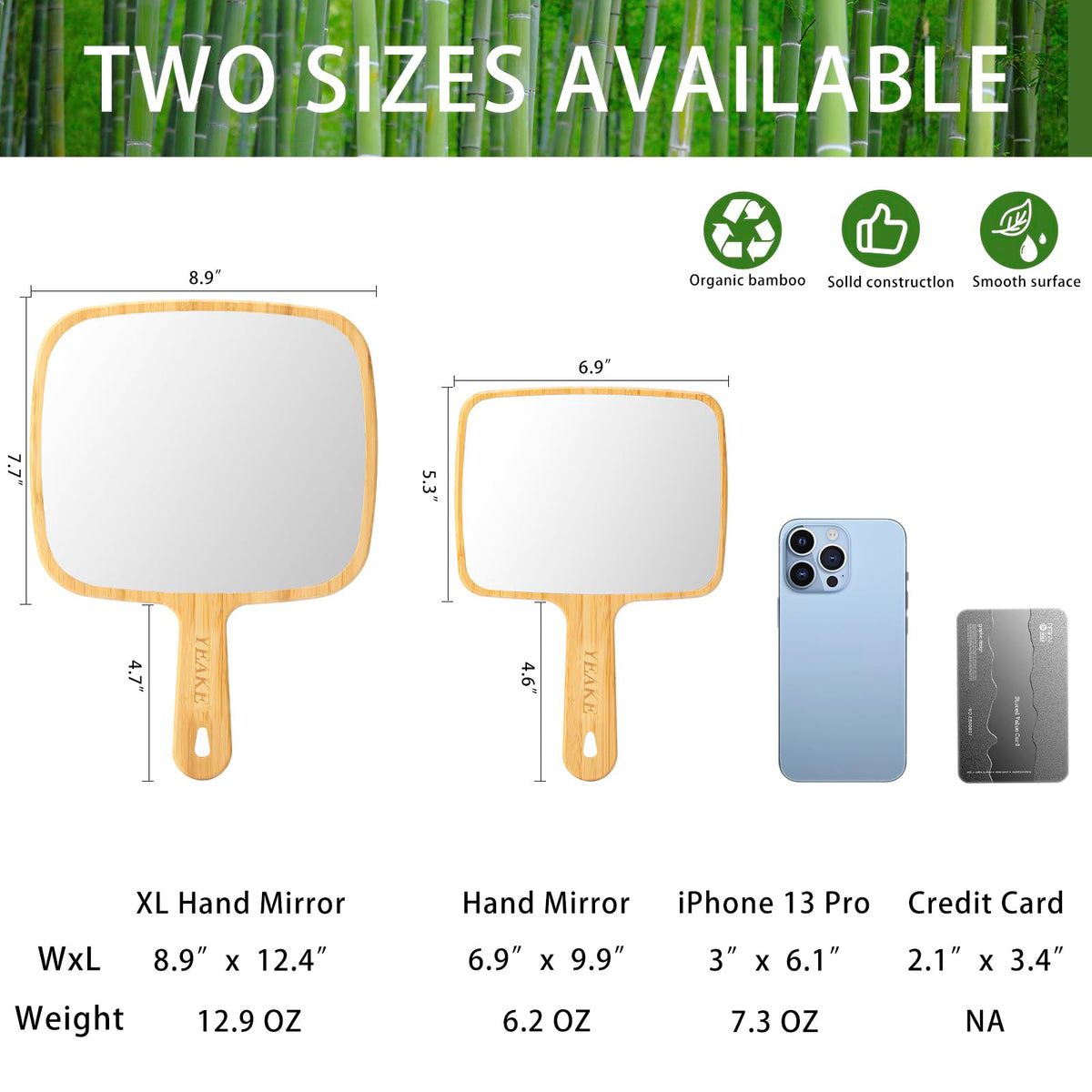YEAKE mirror hanging on bathroom hook showing hands-free use benefit