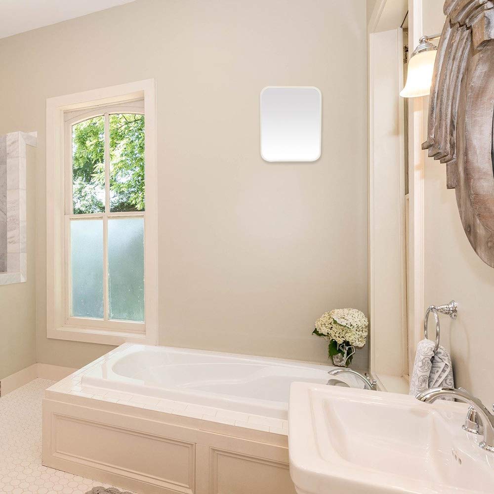 YEAKE mirror on bathroom counter used for shaving demonstrating stable use
