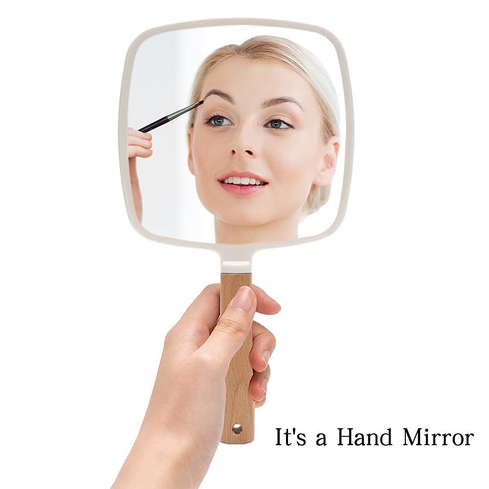 YEAKE hand mirror slim side profile showing thin lightweight portable frame