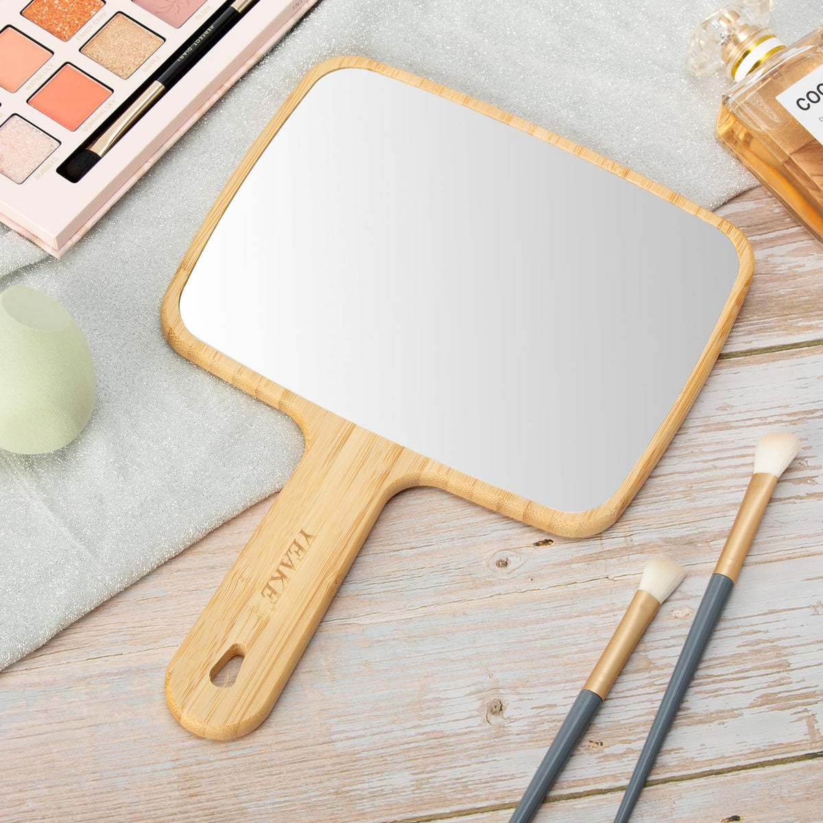 YEAKE mirror packed in travel bag showing lightweight travel convenience benefit