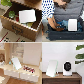 YEAKE size scale with hand showing compact travel-friendly dimensions benefit