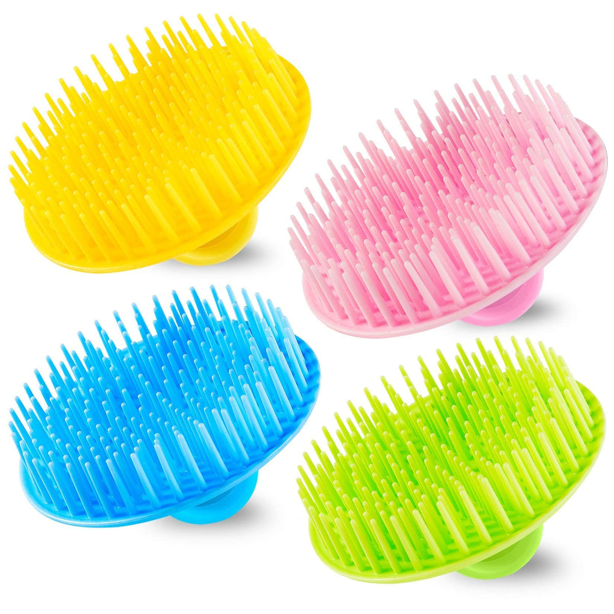 YEALIFE 4-pack scalp brushes front view showing compact travel-ready design and color
