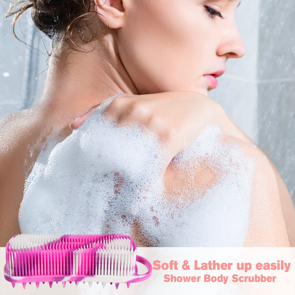 YEALIFE compact scrubber next to travel bag demonstrating size and portability