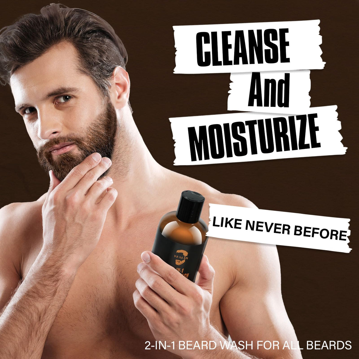 YEALIR before and after beard photo showing softer, fuller appearance