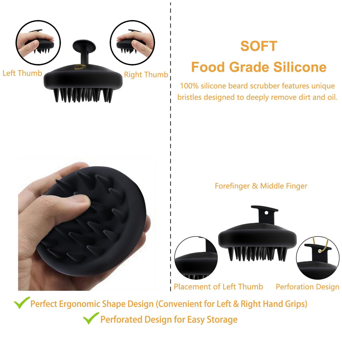 YEALIR brush held in palm to show scale and comfortable grip benefit