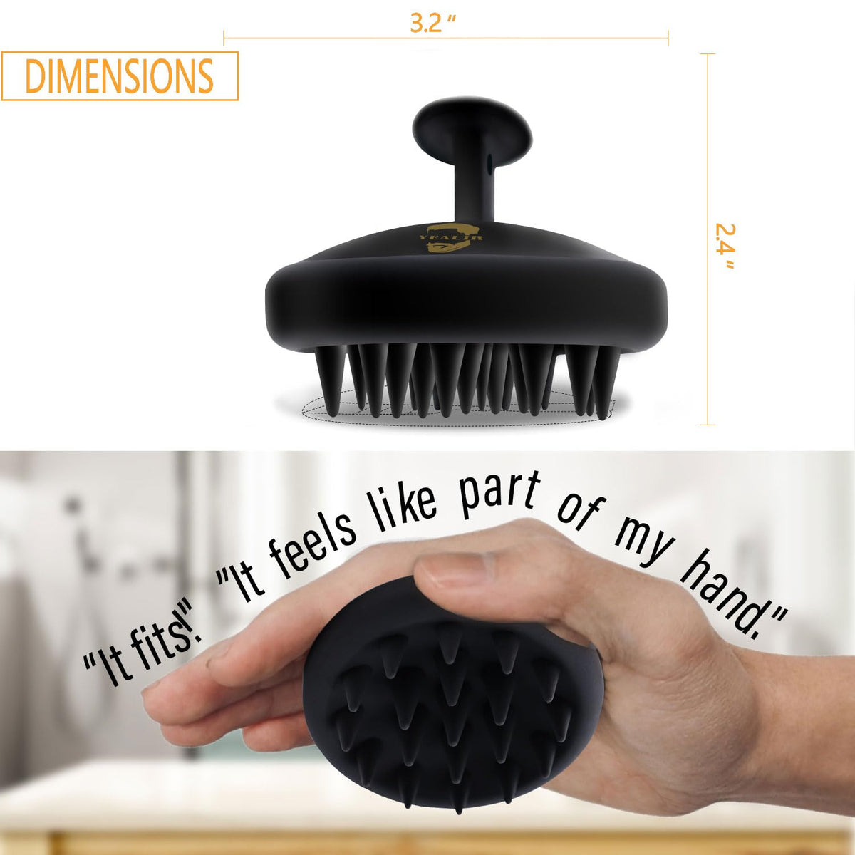 YEALIR brush in shower with lather demonstrating effective wet cleaning